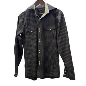 Lanzo Couture Men’s Shirt Long Sleeve Button Down Cuff Paisley Medium